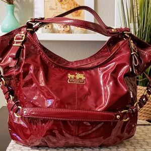 COACH Madison Crimson Patent-Leather Shoulder Tote